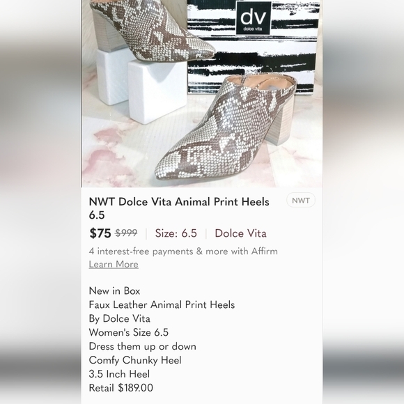 Dolce Vita Animal Print Heels Size 6.5 - Picture 8 of 8